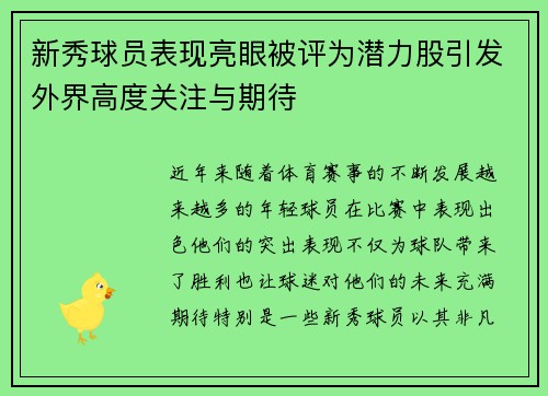 新秀球员表现亮眼被评为潜力股引发外界高度关注与期待